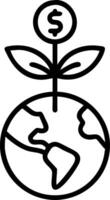 Close up of a globe made of dollar bills with a small tree sprouting and copy space Set A vector