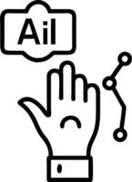 Close up of a doctors hand interacting with a holographic AI interface Set 2 vector