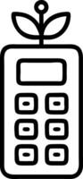 Close up of a calculator with green buttons and plant icons and copy space Set A vector