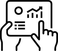 Close up of a business professional analyzing customer data on a tablet Set 2 vector