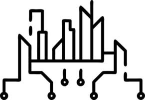 City skyline with green circuit board overlay and copy space Set A vector