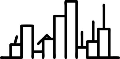 City skyline with green bars graph overlay and copy space Set A vector