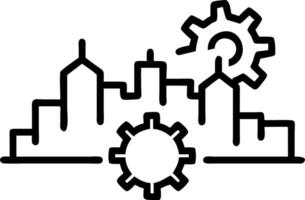 City skyline with gears interlocking and copy space Set A vector