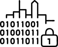 City skyline with digital lock and binary code background and copy space Set A vector