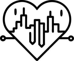 City skyline with circuit heart overlay and copy space Set A vector