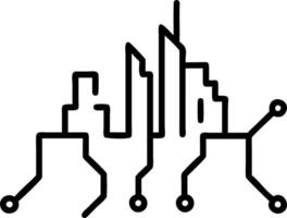 City map formed by glowing circuit lines with copy space Set A vector