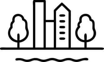 City buildings with tree reflections in water with bokeh lights Set A2 vector