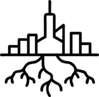City skyline growing from tree roots with soft light Set A vector