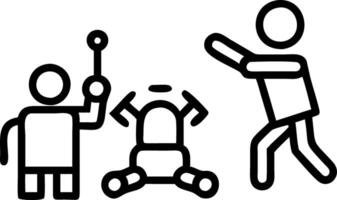 Children playing with robotic toys in a park with copy space Set A vector