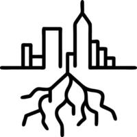 City skyline growing from tree roots with soft light Set A2 vector