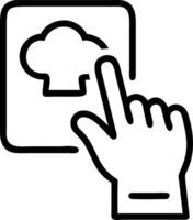 Chef using touchscreen in modern kitchen with copy space Set A vector