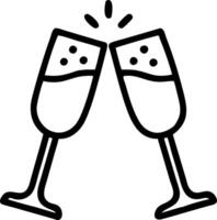 Champagne glasses clinking with sparkling bubbles isolated on white background vector