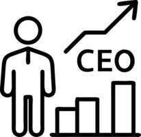 CEO standing next to a bar chart with steady upward progression Set A vector