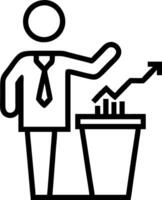 CEO delivering a speech on companys financial success Set A4 vector