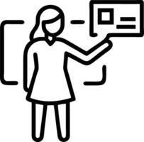 Businesswoman interacting with virtual interface in office with copy space Set A vector