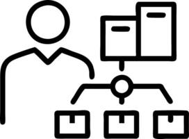 Businessperson managing automated inventory system in sleek office Set A vector