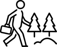Businessman with briefcase walking into a forest with soft light Set A vector