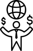 Businessman holding globe with financial symbols with copy space Set A vector