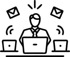 Businessman overwhelmed by digital notifications Set A4 vector