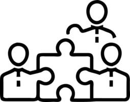 Business team solving a jigsaw puzzle with soft abstract background copy space above vector