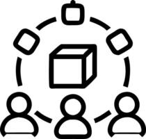 Business team collaborating on supply chain management glossy background copy space on left vector
