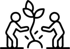Business people planting a tree together with bokeh lights in background Set A vector