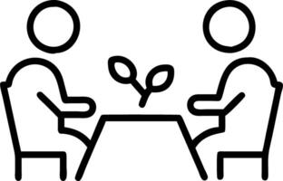 Business meeting held outdoors in a garden setting with copy space Set A vector