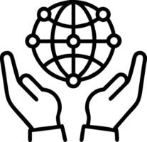 Business hands holding globe with green connections and copy space Set A vector
