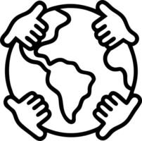 Business hands forming a circle around green earth with copy space Set A vector