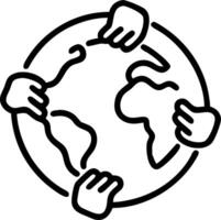 Business hands forming a circle around green earth with copy space Set A2 vector