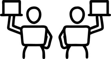 Business graduates holding laptops in glossy office copy space on left Set A vector