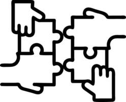 Bokeh digital art with team hands connecting puzzle pieces copy space above vector