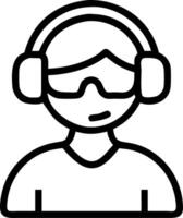 Assembly line worker using AI guided headset Set A vector