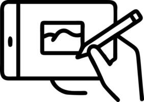 Artist drawing on digital tablet in studio with copy space Set A vector