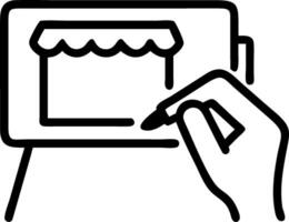 Artist using digital tablet to draw in open air market with copy space Set A vector