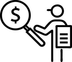 Accountant reviewing financial reports with a magnifying glass Set A5 vector