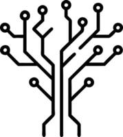 Abstract tree with circuit branches and bokeh lights with copy space Set A vector