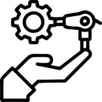 Abstract robotic hand holding gear with copy space Set A vector