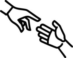 Abstract human hand reaching out to robotic hand with copy space Set A vector