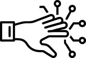 Abstract human hand reaching towards digital interface with copy space Set A vector