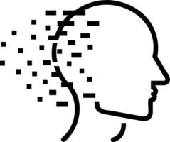 Abstract human face dissolving into pixels with copy space Set A2 vector