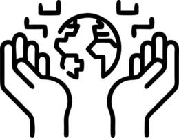 Abstract human hands holding glowing digital world with copy space Set A vector