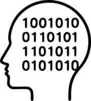 Abstract human head made of binary code with bokeh background and copy space Set A vector
