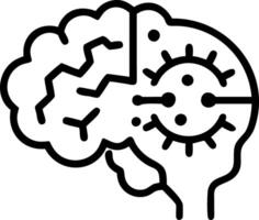 Abstract human brain made of gears and circuits with copy space Set A2 vector