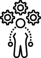 Abstract human figure made of interconnected gears with copy space Set A vector