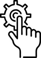 Abstract hand touching holographic gear interface with bokeh Set A2 vector