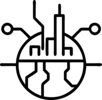 Abstract globe with cityscape and network lines with copy space Set A2 vector