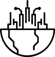 Abstract globe made of city skylines with circuit overlays and copy space Set A2 vector