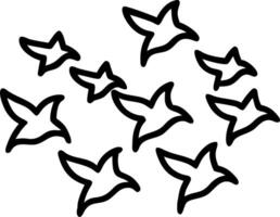 Abstract flock of birds of different colors flying together with copy space Set A2 vector