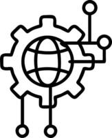 Abstract globe connected by gears and circuits with soft glow Set A2 vector